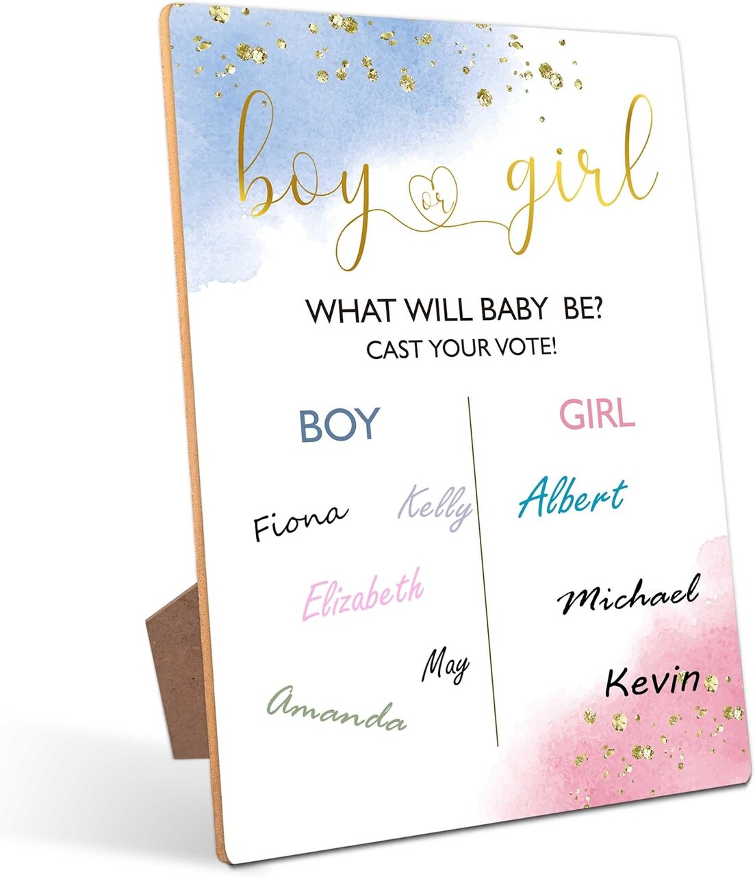 Gender Reveal Ideas - Boy and Girl Signature Voting Sign(Wooden Sign with Stand), Baby Gender Reveal Games, Baby Shower Game, gender reveal party supplies